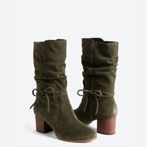 Violet & Red Janine Tall Shaft Suede Boot in Olive, Size 10